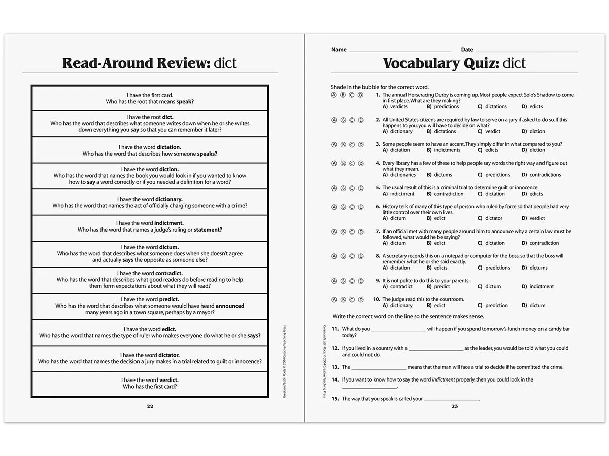 Greek & Latin Roots Workbook - US 7010