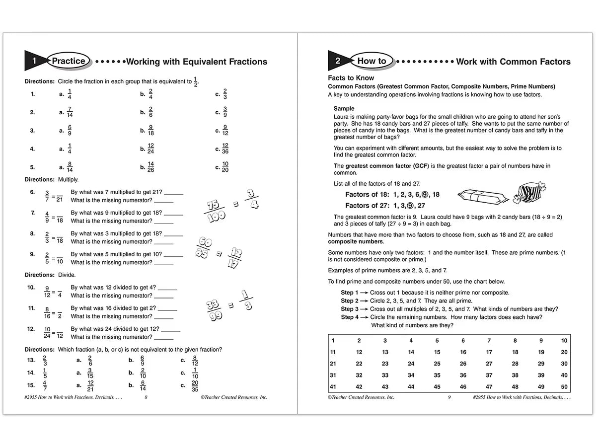 How to Work with Fractions, Decimals & Percents Workbook - US 3246