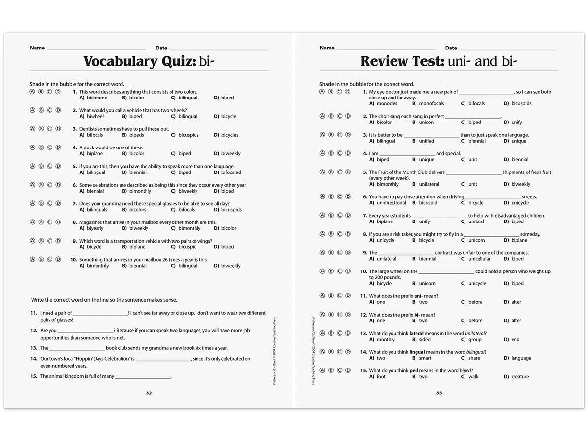 Prefixes & Suffixes Workbook - US 5422