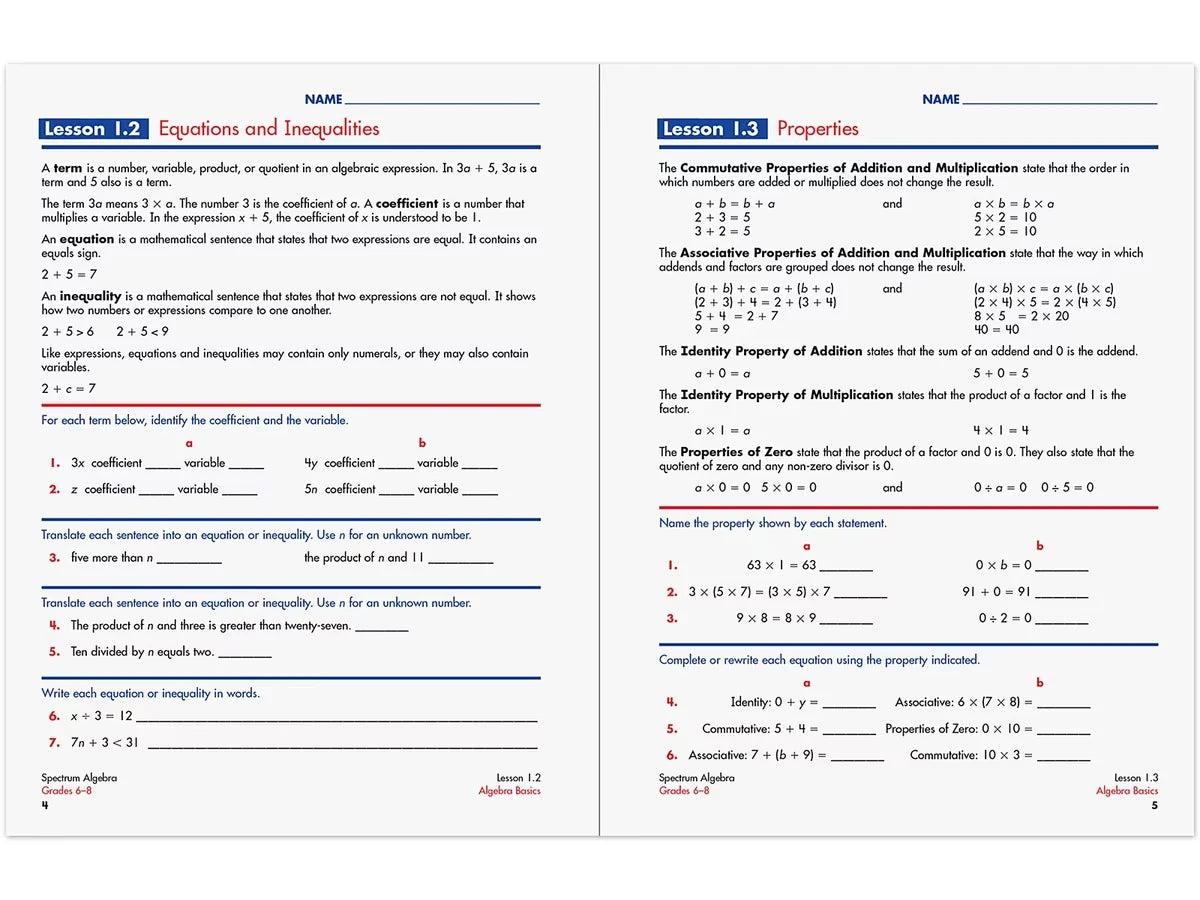 Spectrum® Algebra Workbook - US 2260