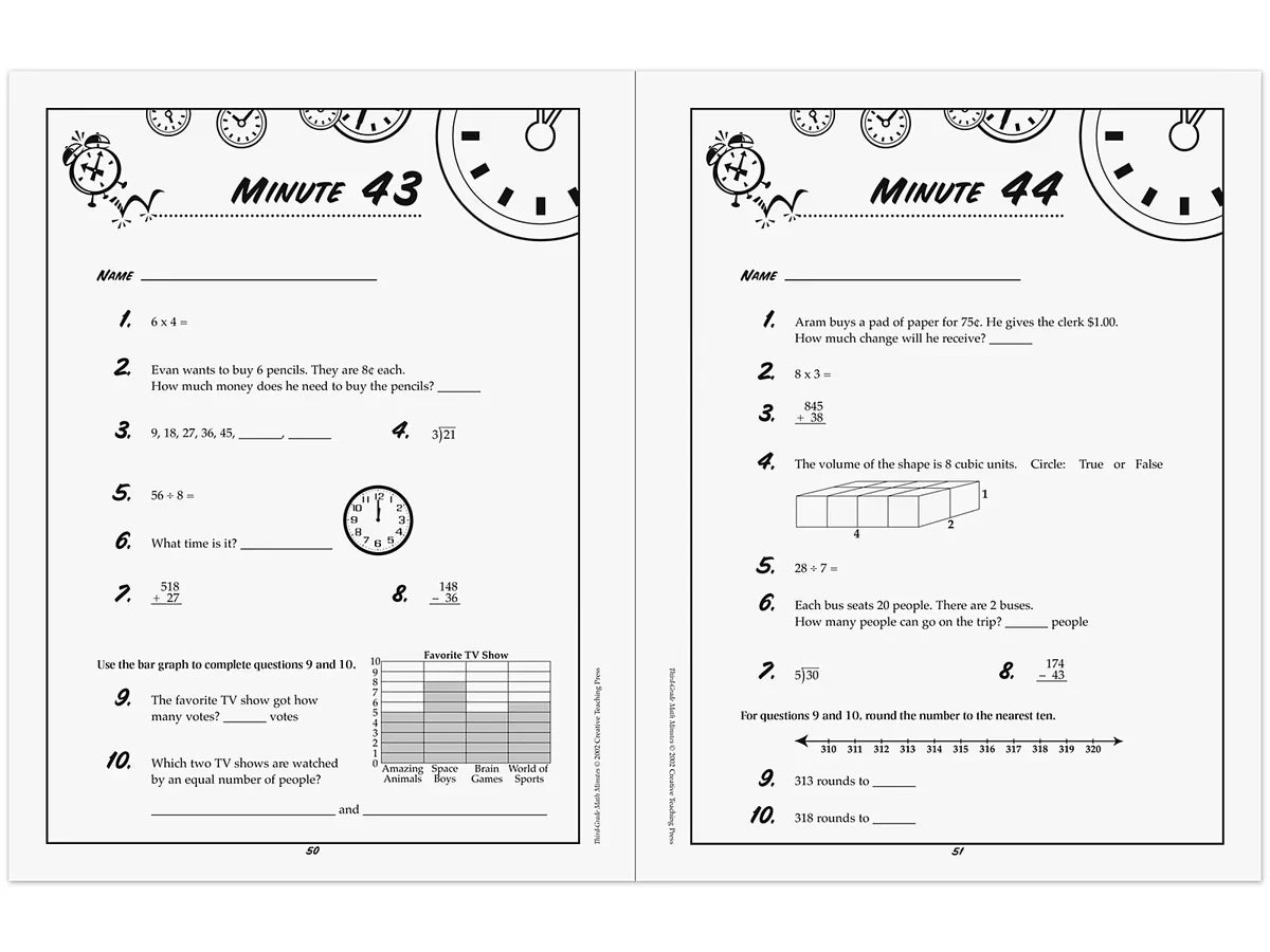 Math Minutes Workbook - Gr. 3 - US 6803