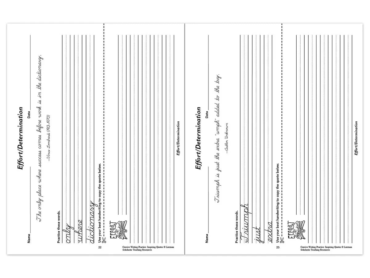 Cursive Writing Practice with Inspiring Quotes Workbook - US 9045