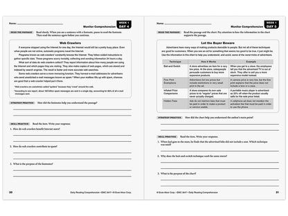 Daily Reading Comprehension Activities Workbook - Gr. 7 - US 6117
