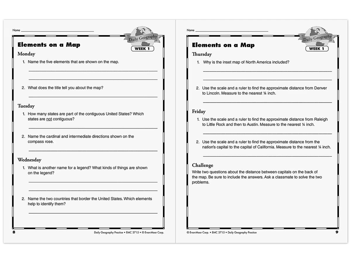 Daily Geography Practice Workbook - Gr. 6 - US 5063