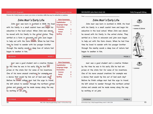 Daily Paragraph Editing Workbook - Gr. 5 - US 7133