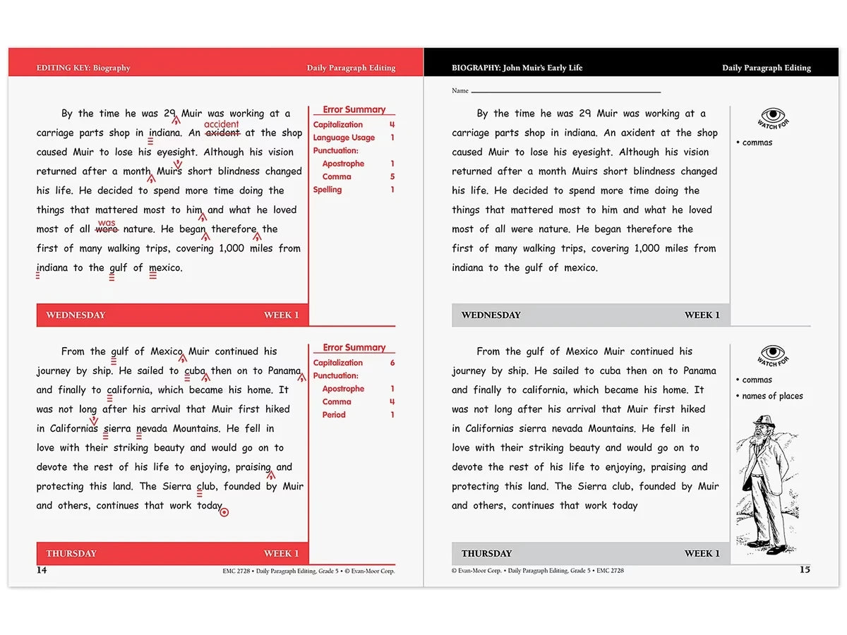 Daily Paragraph Editing Workbook - Gr. 5 - US 7133