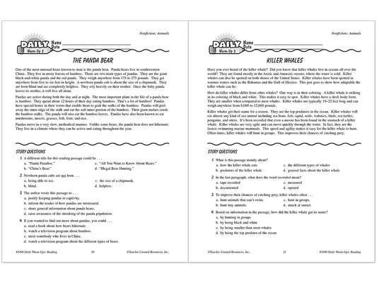 Reading Daily Warm-Ups Workbook - Gr. 4 - US 2890