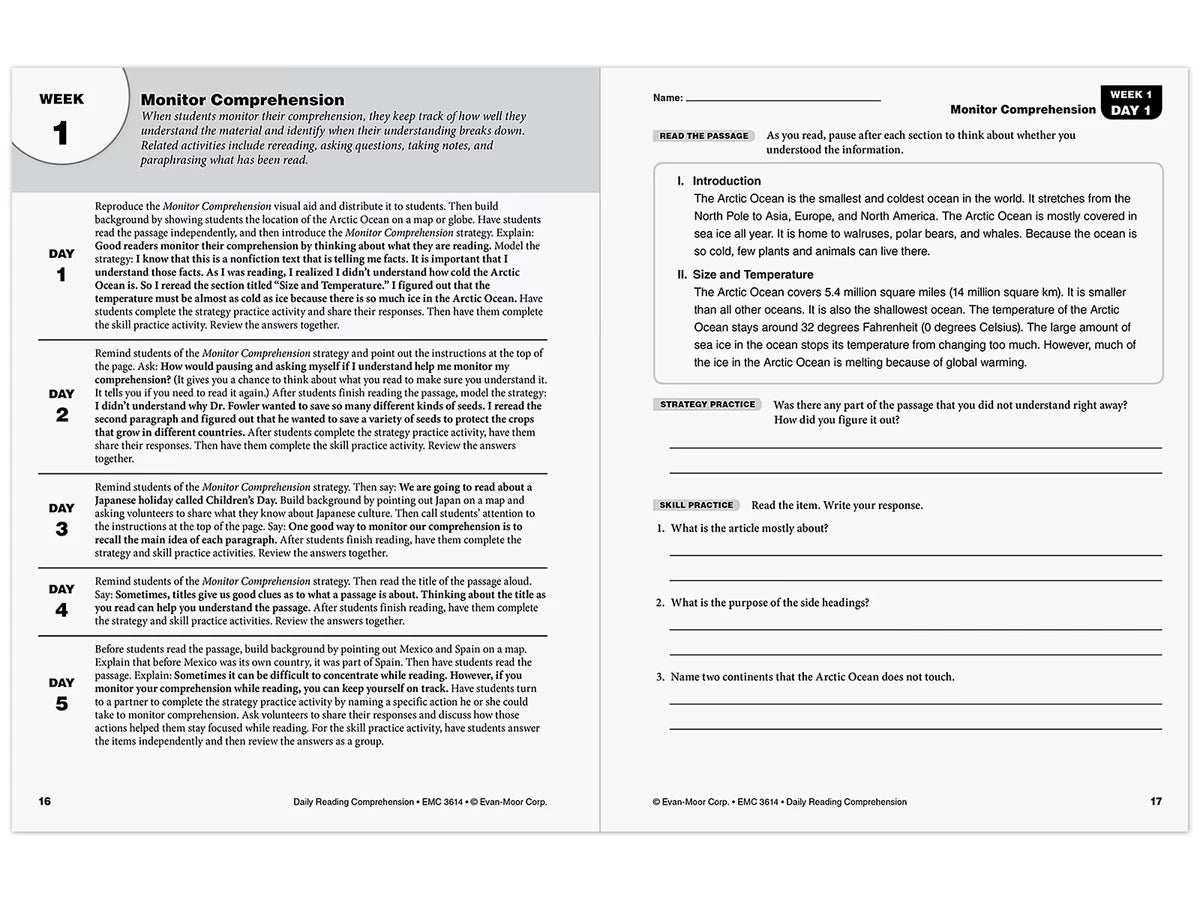 Daily Reading Comprehension Activities Workbook - Gr. 4 - US 3141