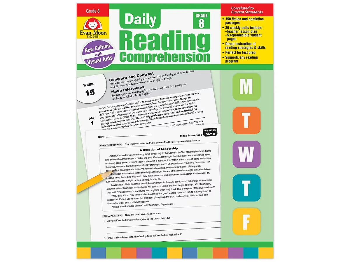 Daily Reading Comprehension Activities Workbook - Gr. 8 - US 4129