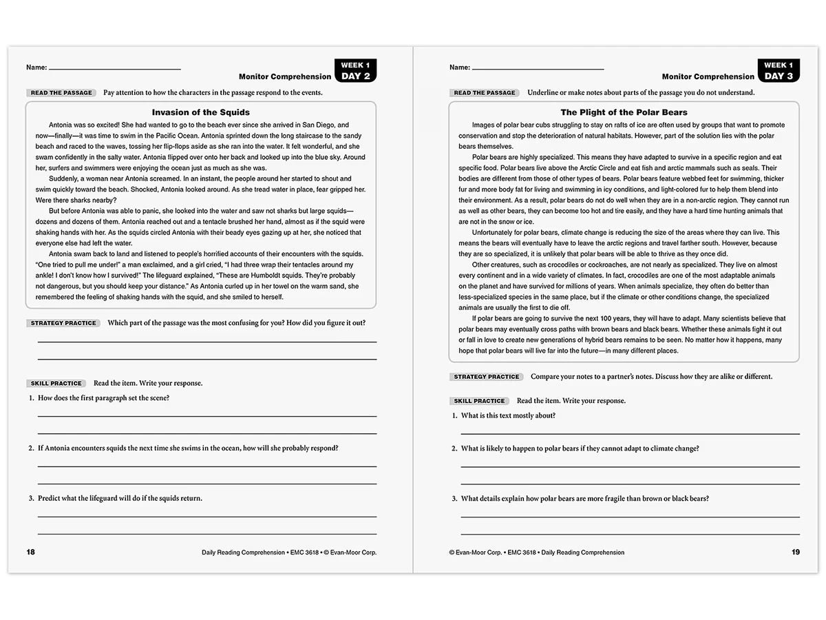 Daily Reading Comprehension Activities Workbook - Gr. 8 - US 4129