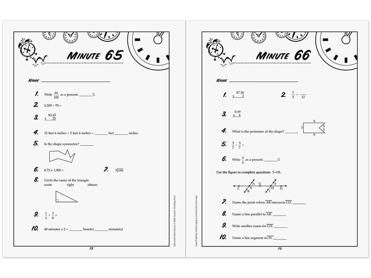 Math Minutes Workbook - Gr. 5 - US 1454