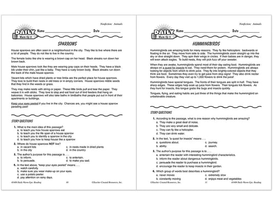 Reading Daily Warm-Ups Workbook - Gr. 3 - US 4643
