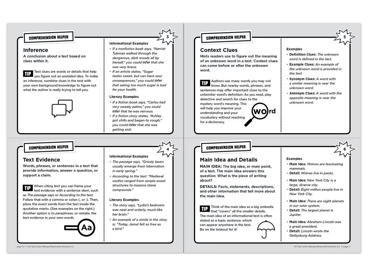Making Inferences 100 Task Cards Workbook - US 3764