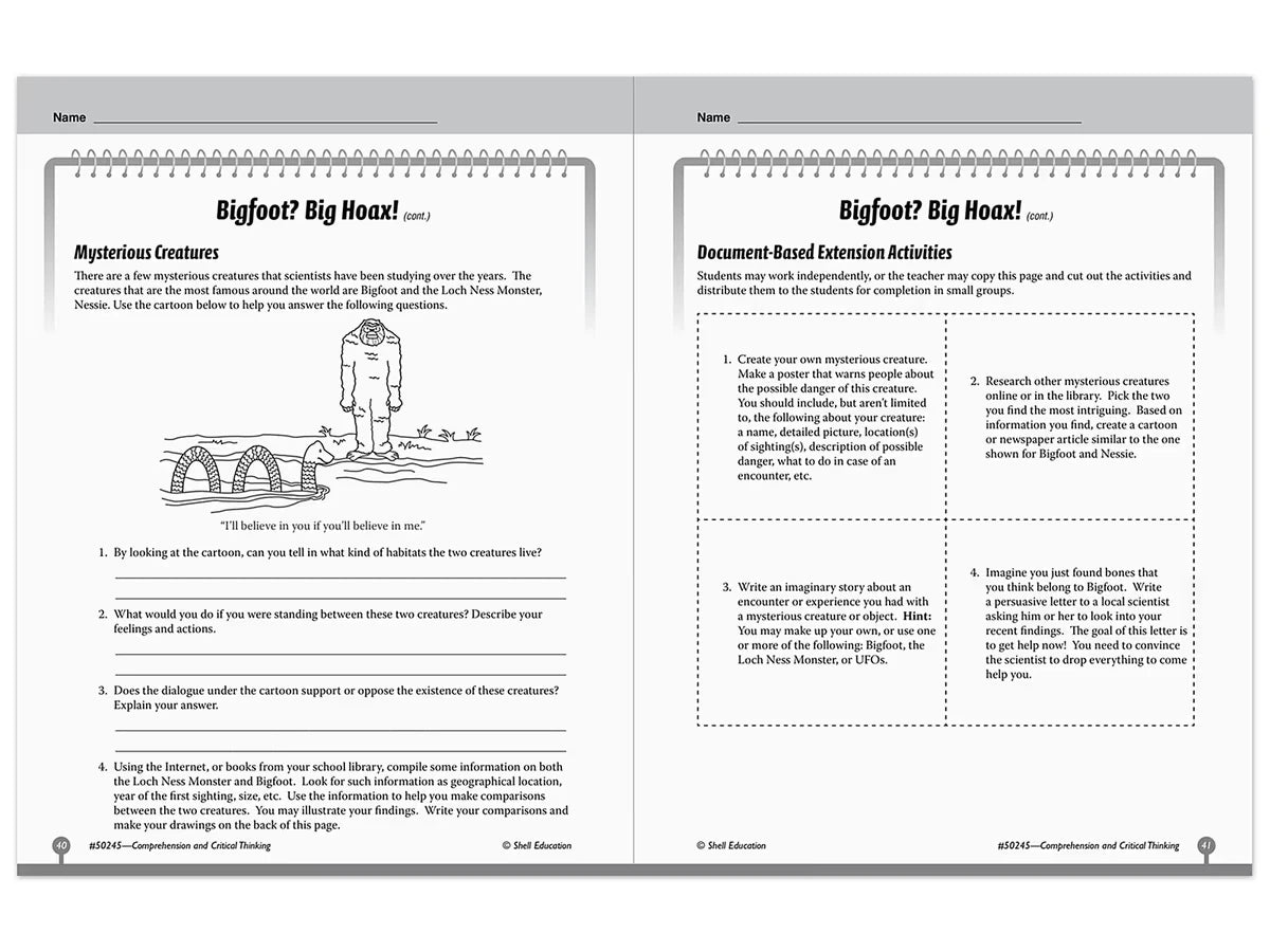 Comprehension and Critical Thinking Workbook - Gr. 5 - US 1253