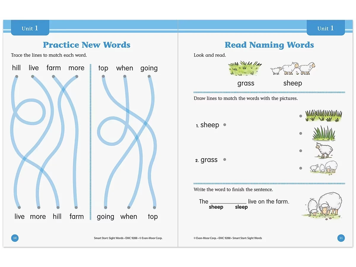 Sight-Words Smart Start Workbook - Kindergarten - US 5443