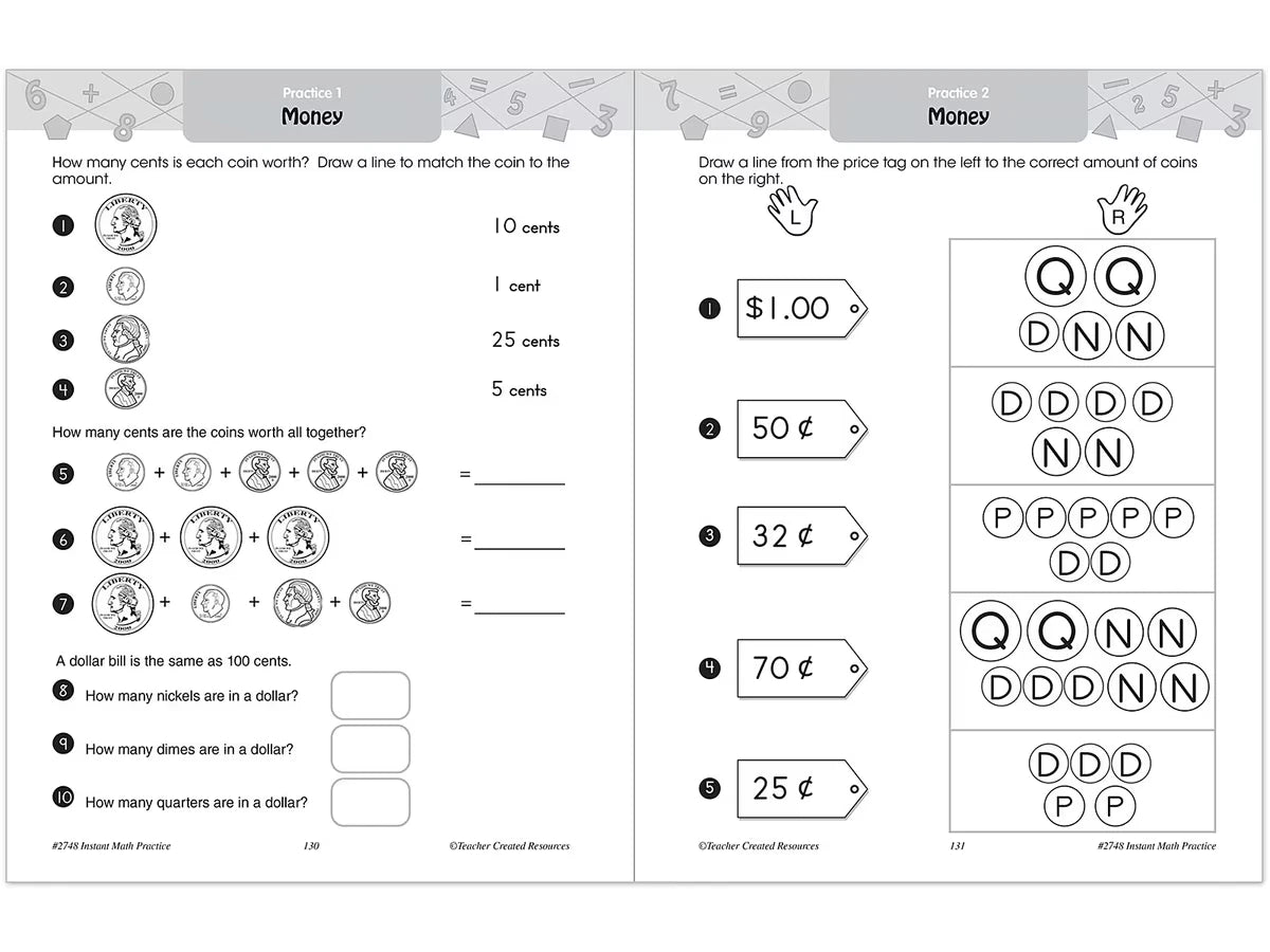 Instant Math Practice Workbook - Gr. 1 - US 2136