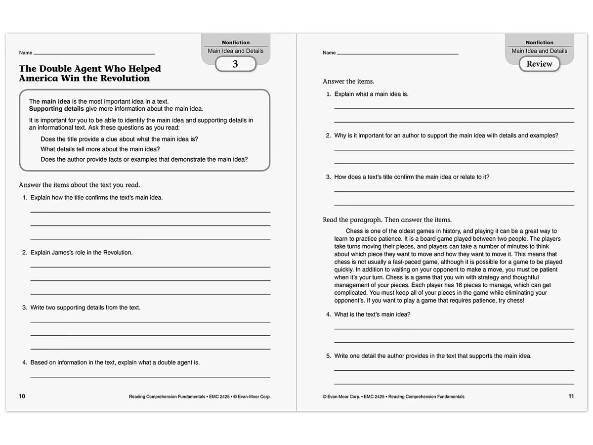 Reading Comprehension Fundamentals Workbook - Gr. 5 - US 1135