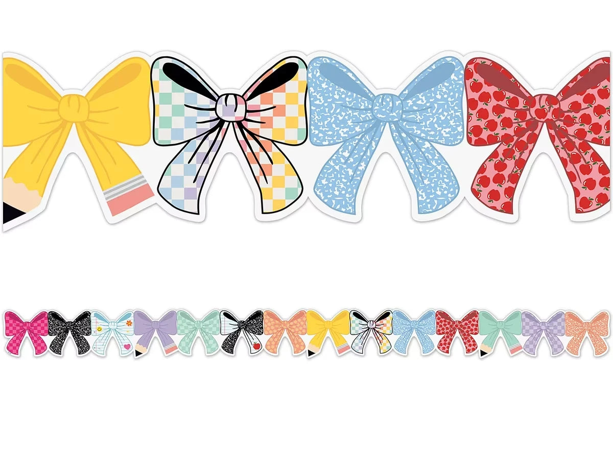 Cool for School Bows Border - US 9863
