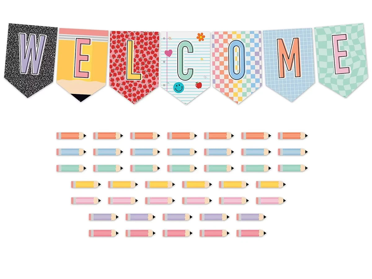 Cool for School Welcome Pennant Bulletin Board Set - US 7852