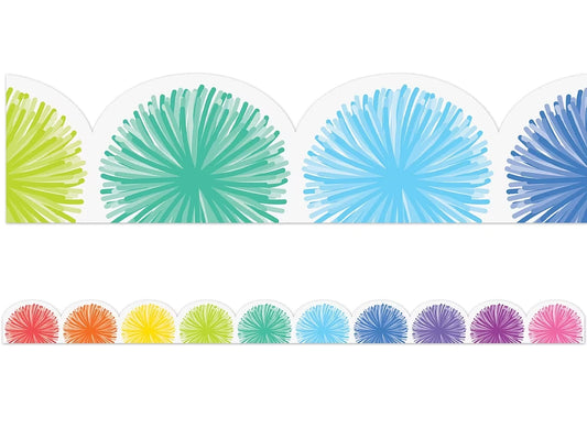Colorful Poms Rainbow Scalloped Border - US 3798
