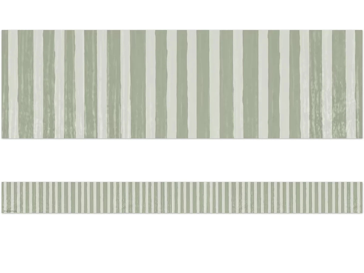 Classroom Cottage Sage Green Striped Border - US 3599