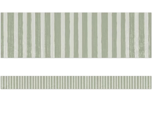 Classroom Cottage Sage Green Striped Border - US 3599