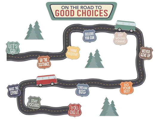 Moving Mountains on the Road to Good Choices Bulletin Board Set - US 5112