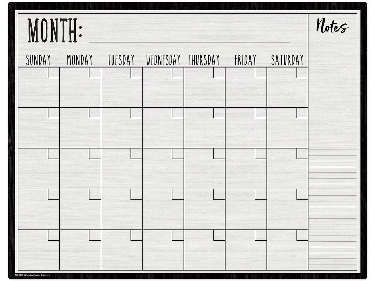 Modern Farmhouse Write & Wipe Classroom Calendar - US 1692