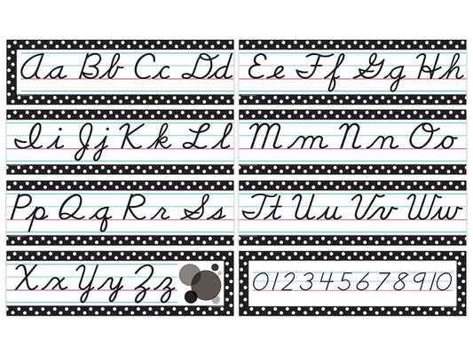 Black Polka Dot Cursive Bulletin Board Set - US 3526