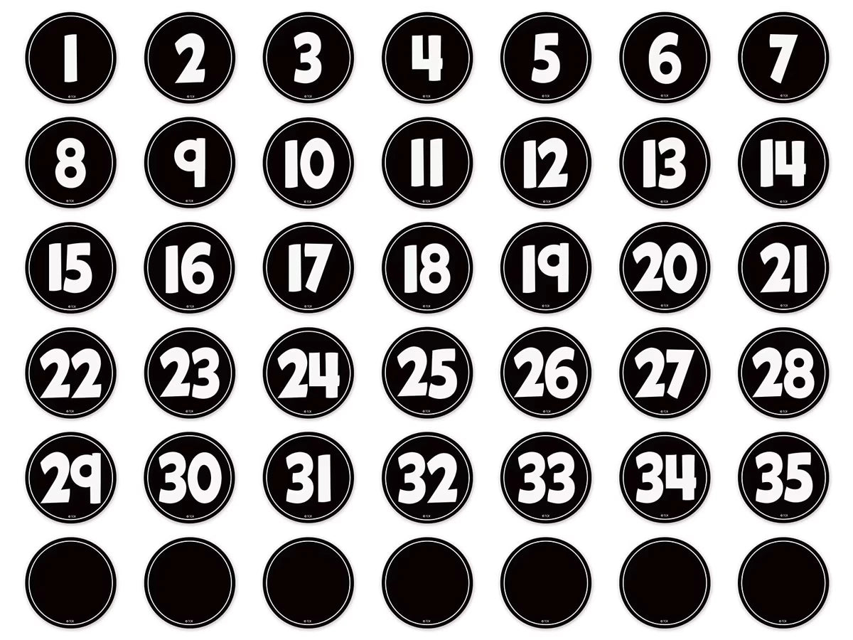 Black-And-White Numbers Magnetic Accents - US 9858