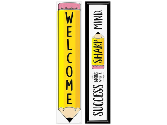 Doodle Pencil Welcome Double-Sided Banner - US 7026
