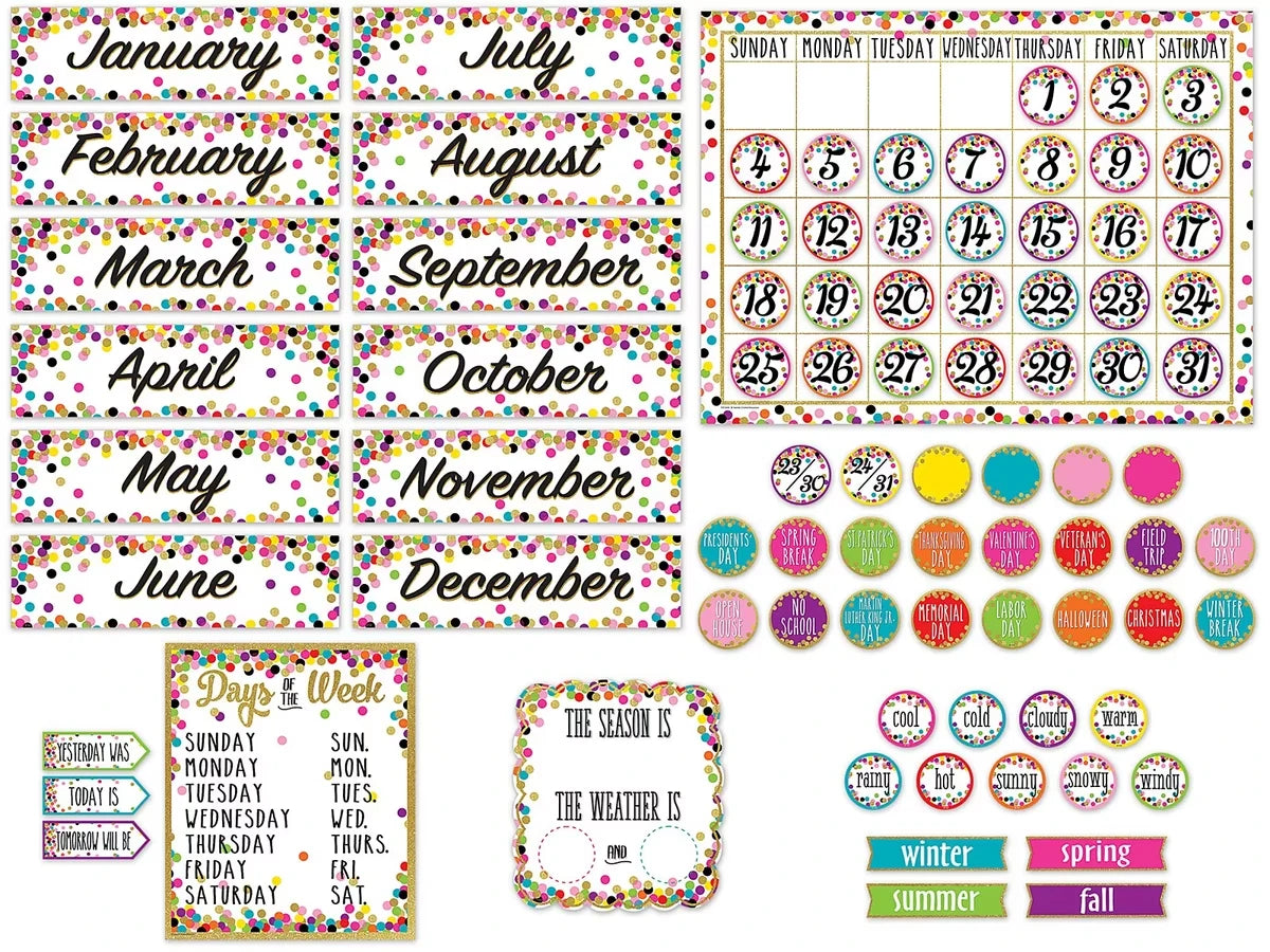 Confetti Calendar Bulletin Board Set - US 4458