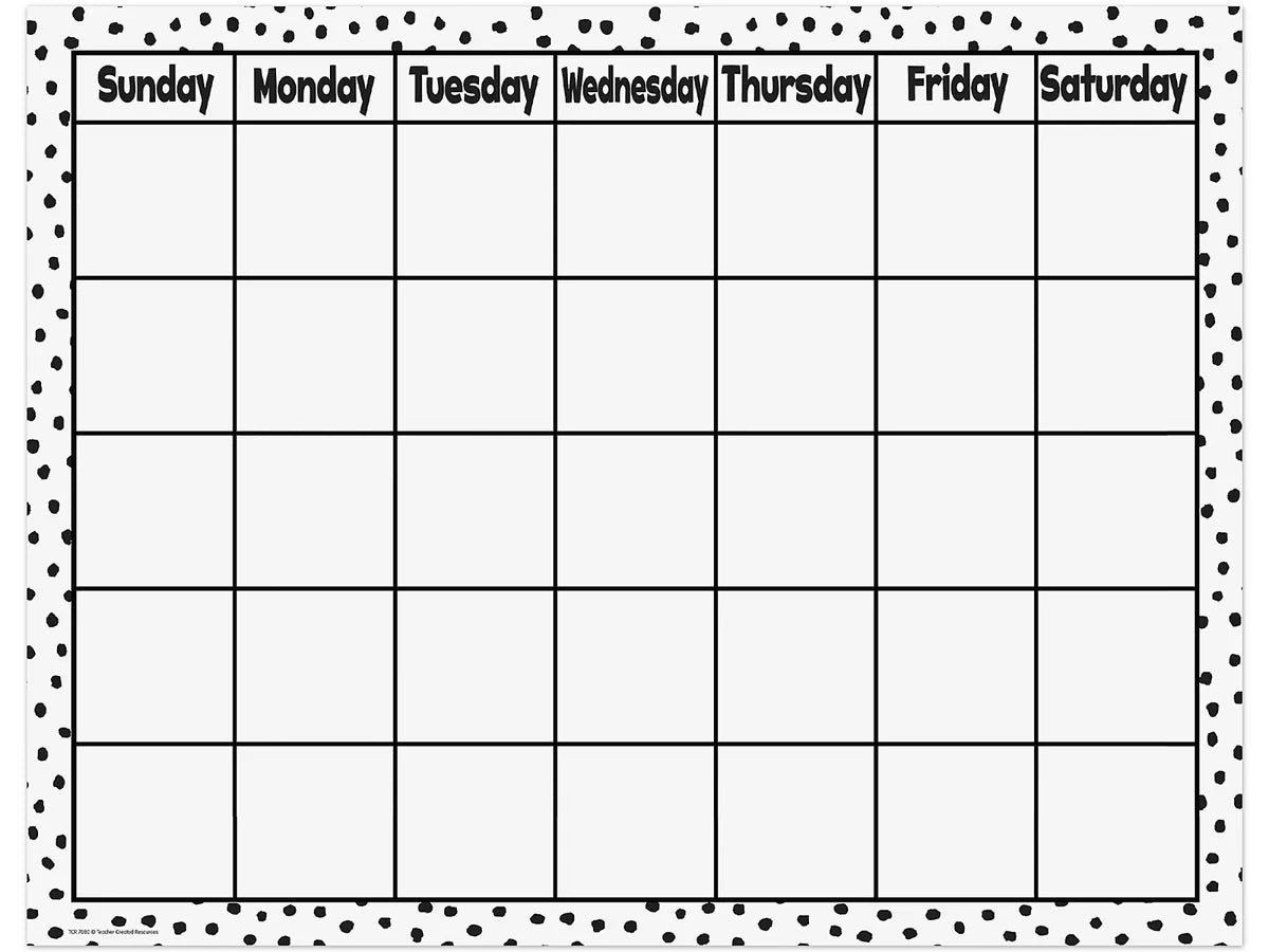 Black & White Classroom Calendar - US 3564