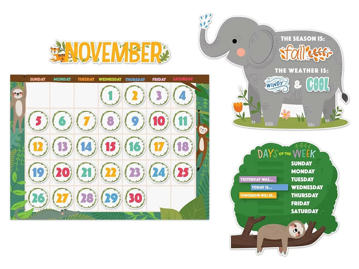Jungle Friends Calendar Bulletin Board Set - US 8796
