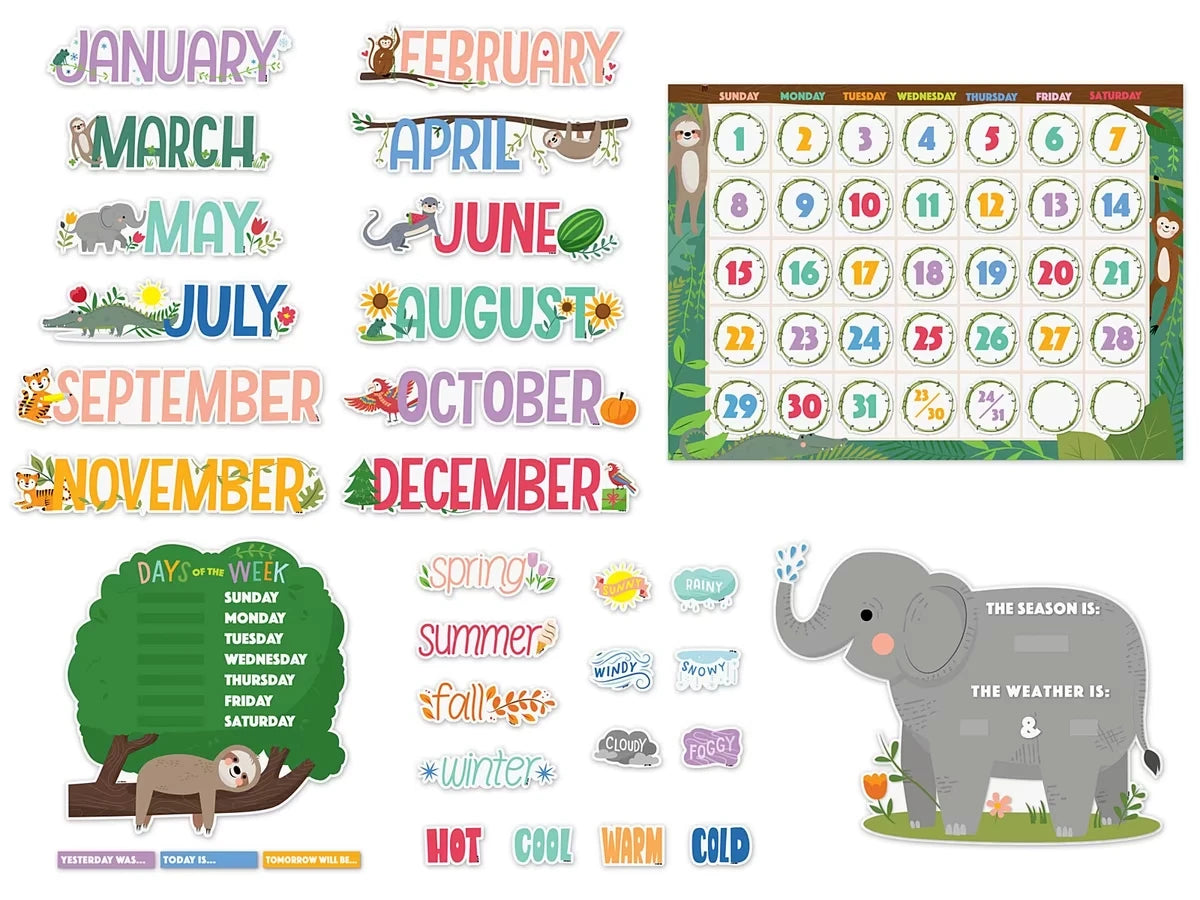 Jungle Friends Calendar Bulletin Board Set - US 8796