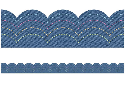 Crafty and Cool Denim Scalloped Waves Border - US 7013