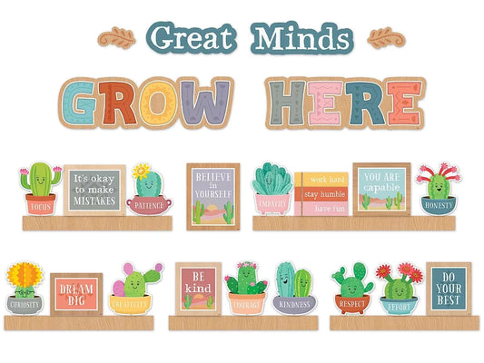 Happy Cactus Crew Growth Mindset Bulletin Board Set - US 8667