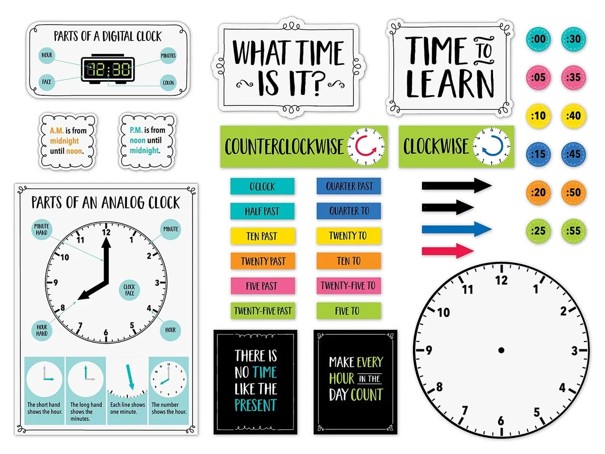 Core Decor Telling Time Bulletin Board Set - US 4469