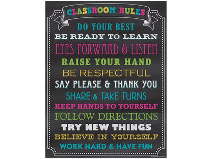 Chalkboard Brights Classroom Rules Poster - US 8494