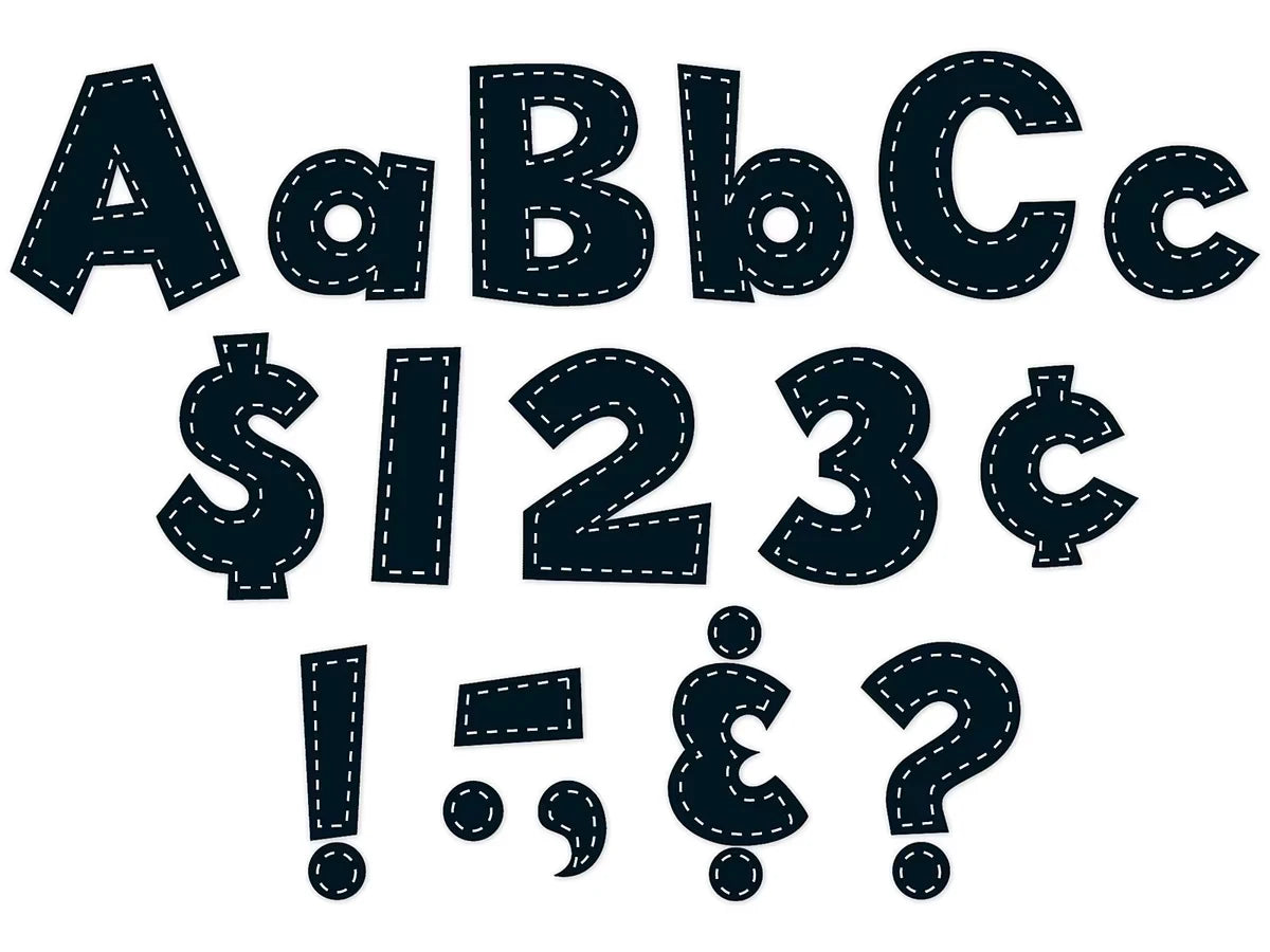 Black Stitched 4" Punch-Out Letters - US 4047