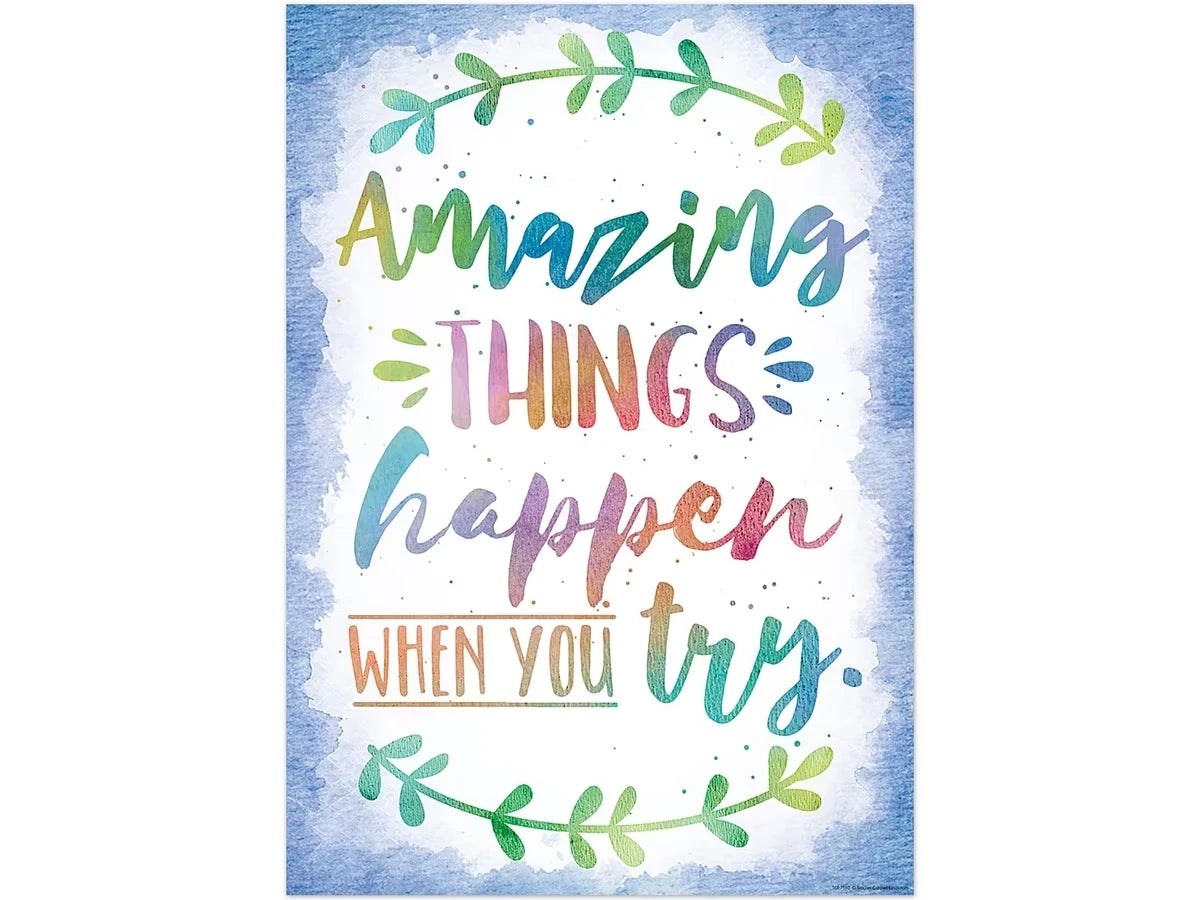 Watercolor Amazing Things Happen When You Try Poster - US 6282