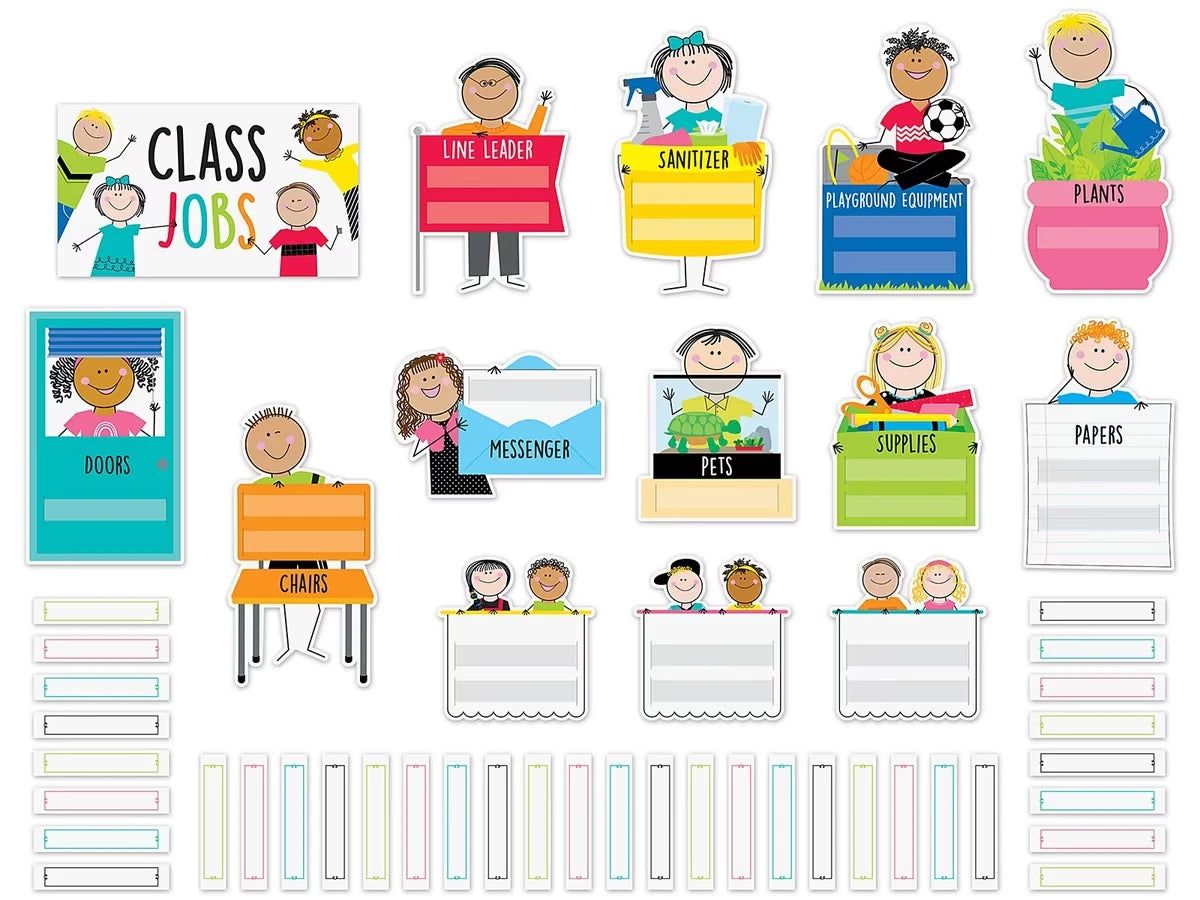 Stick Kids Classroom Jobs Bulletin Board Set - US 8781