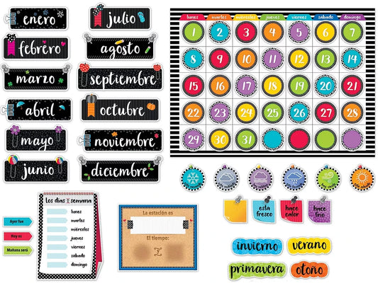 Bold & Bright Spanish Calendar Bulletin Board Set - US 1179