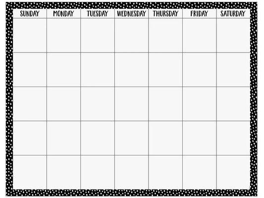Black & White Messy Dot Classroom Calendar Poster - US 6395