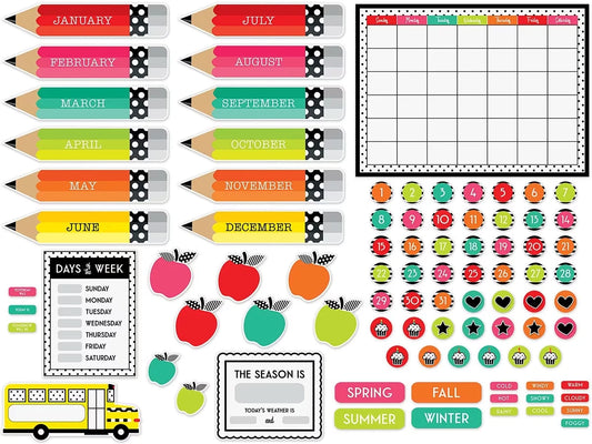 Black, White & Stylish Brights Calendar Bulletin Board Set - US 1352
