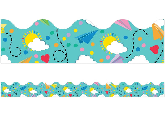 Happy Place Paper Airplane Scalloped Border - US 3449