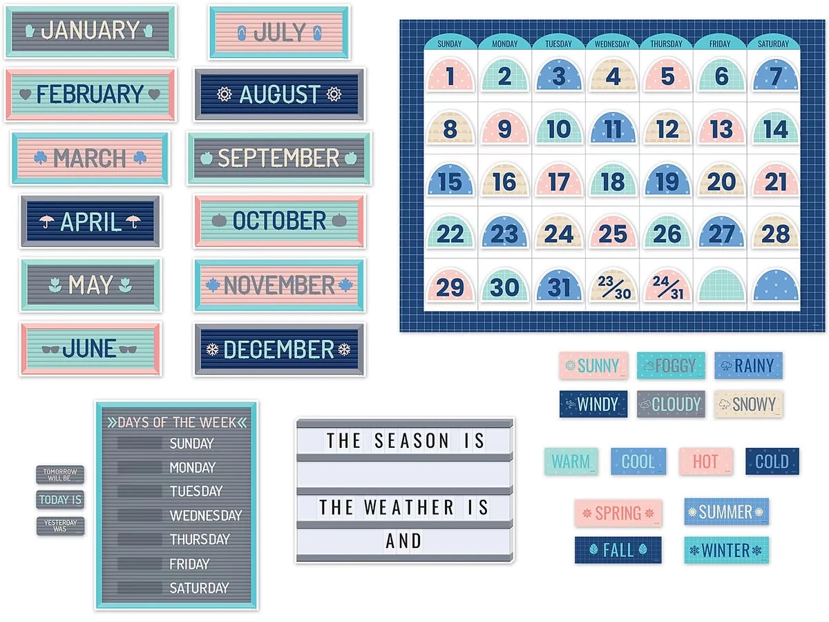 Calm & Cool Calendar Bulletin Board Set - US 8645