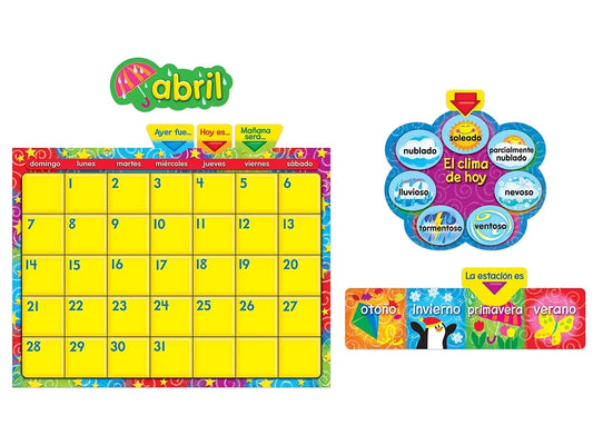 Spanish Write & Wipe Calendar Bulletin Board Set - US 8388