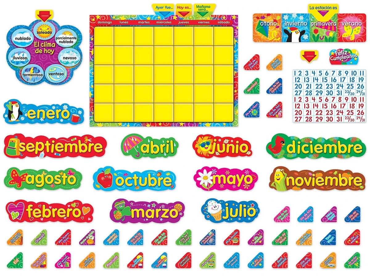 Spanish Write & Wipe Calendar Bulletin Board Set - US 8388