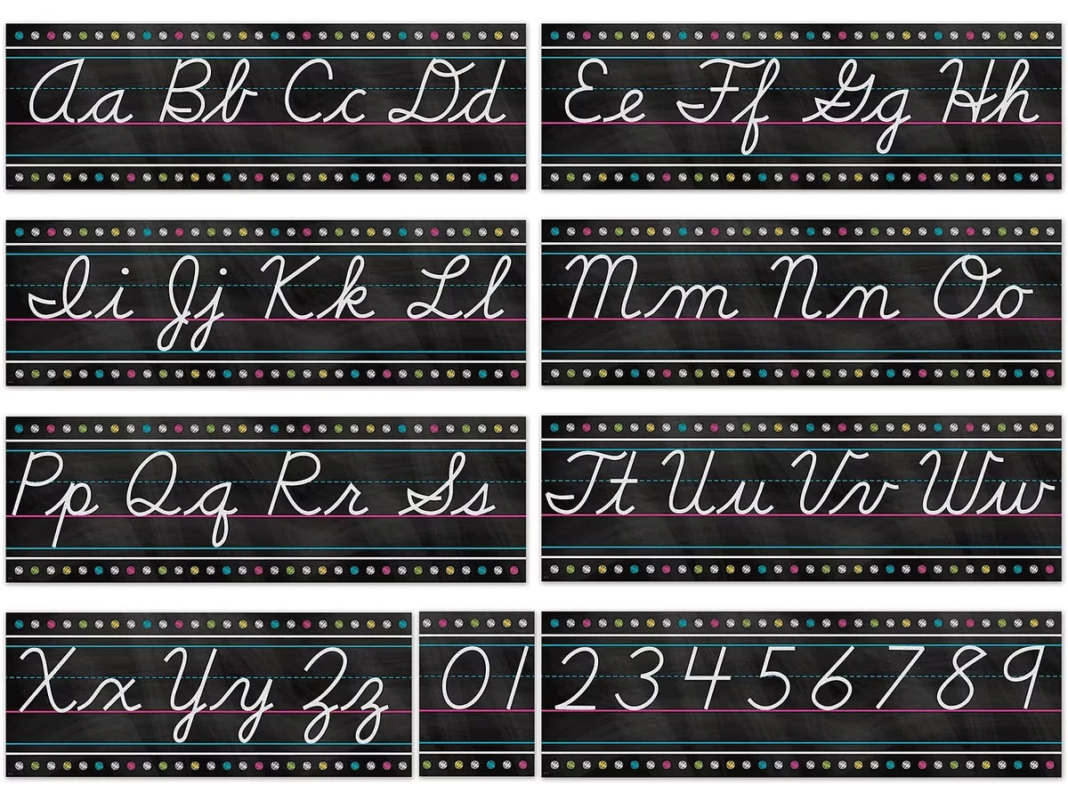 Chalkboard Brights Cursive Bulletin Board Set - US 9635